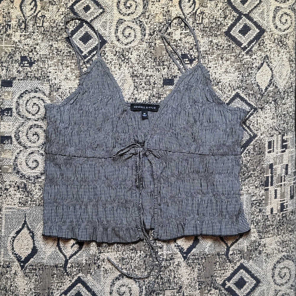 NWOT Kendall & Kylie Plaid Tie-Front Cami